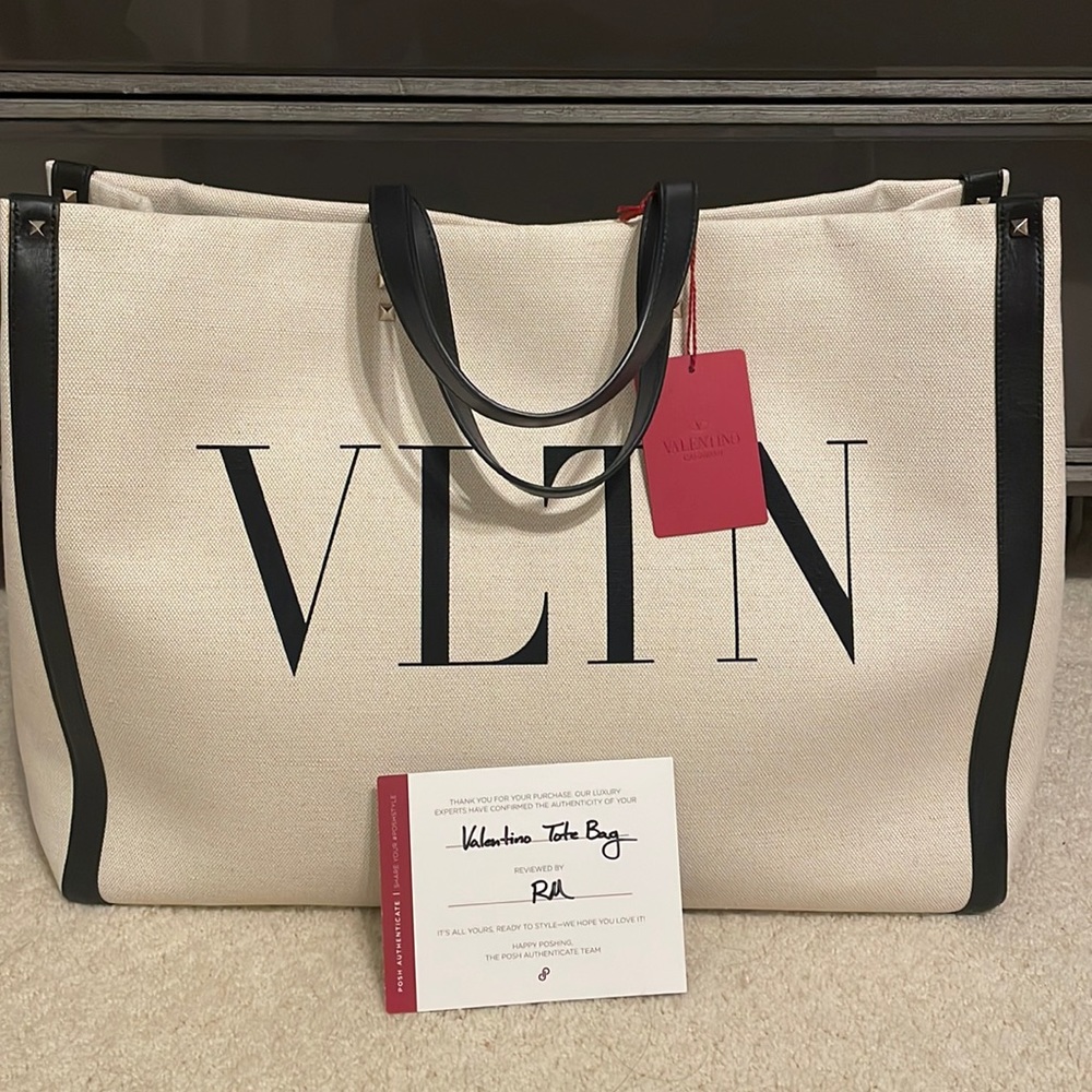 NWT Large Valentino VLTN Print Canvas Tote